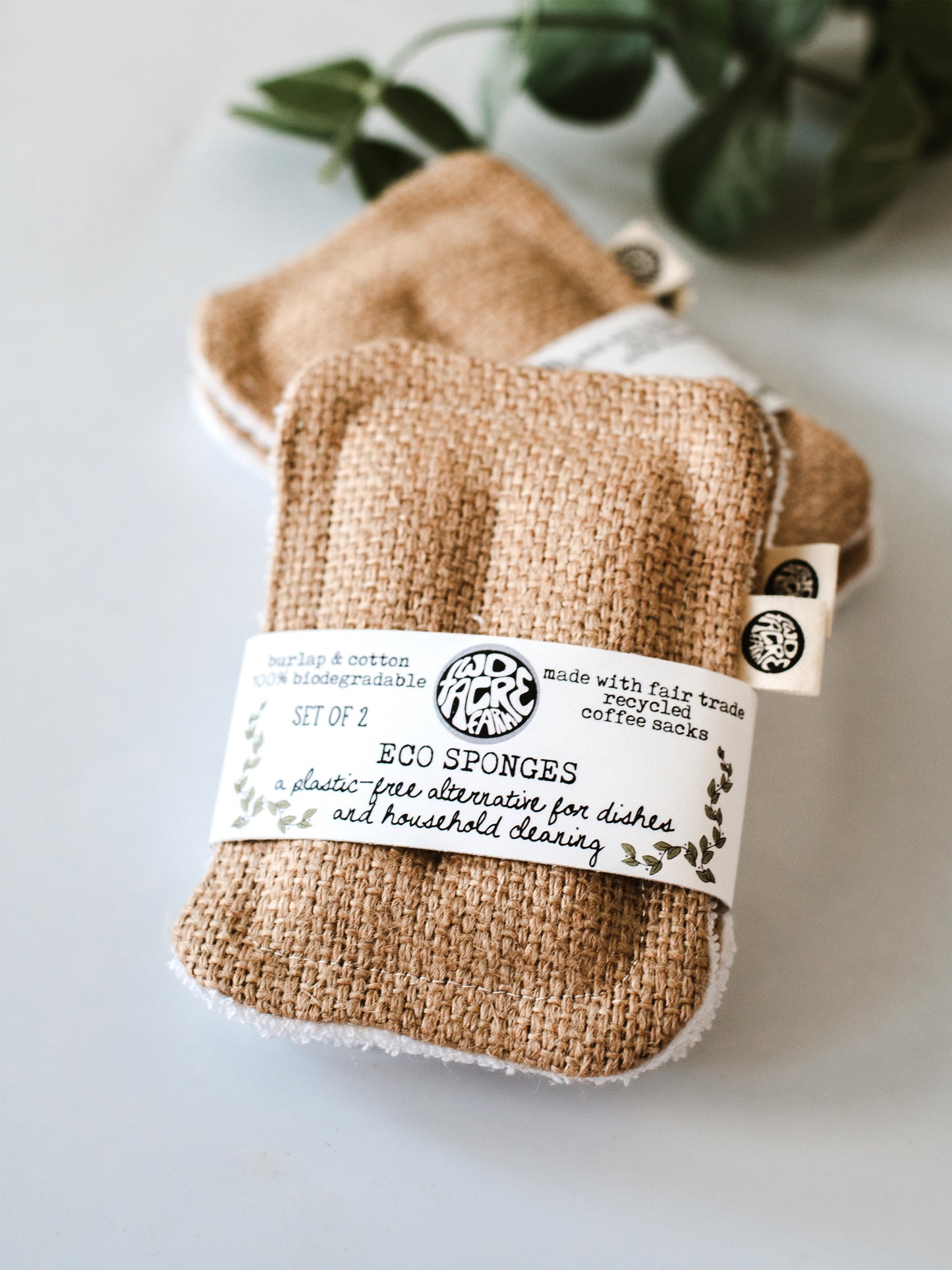 Éponge écologique en toile de jute - 2 pièces